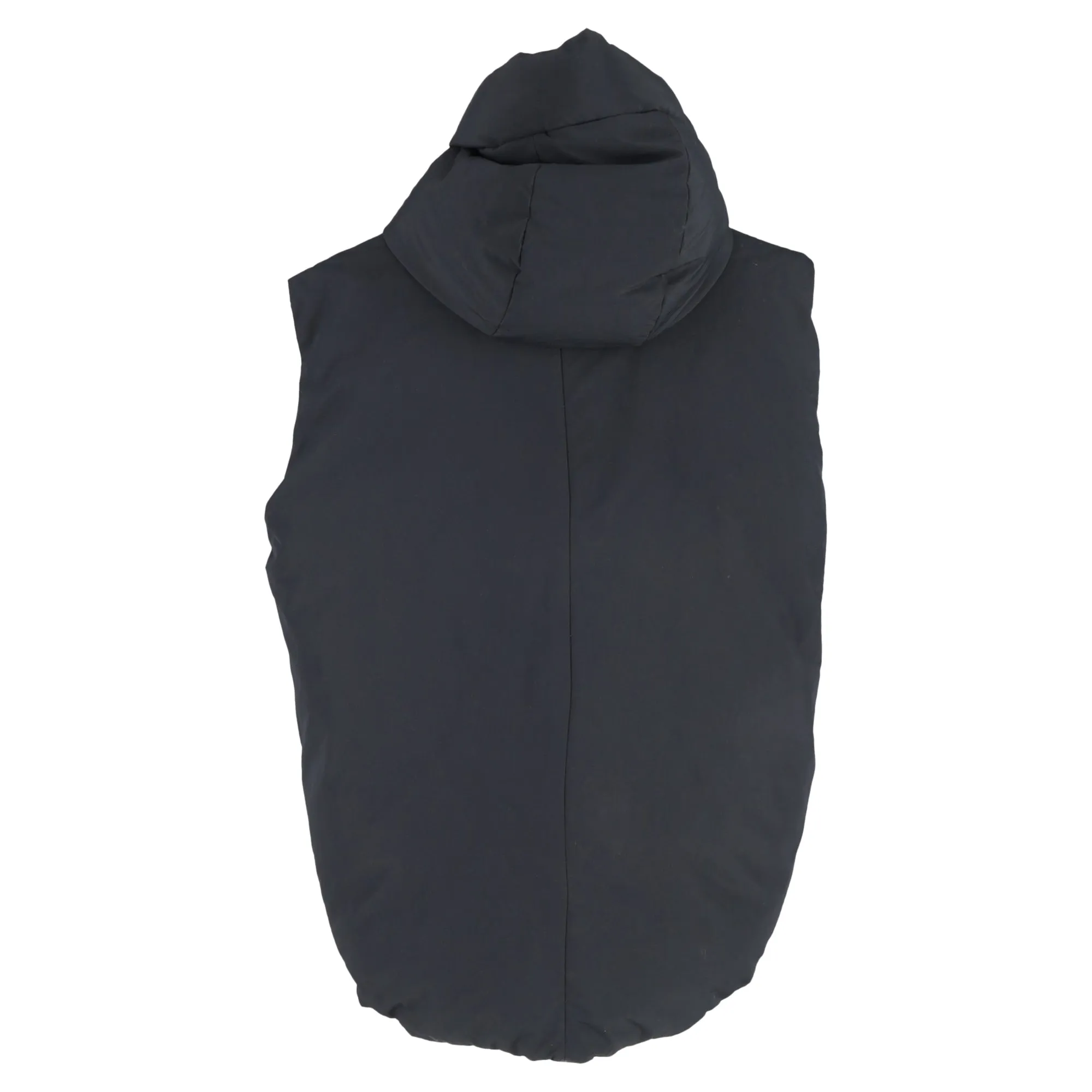 Jil Sander Hooded Down Vest in Black Recycled Polyester