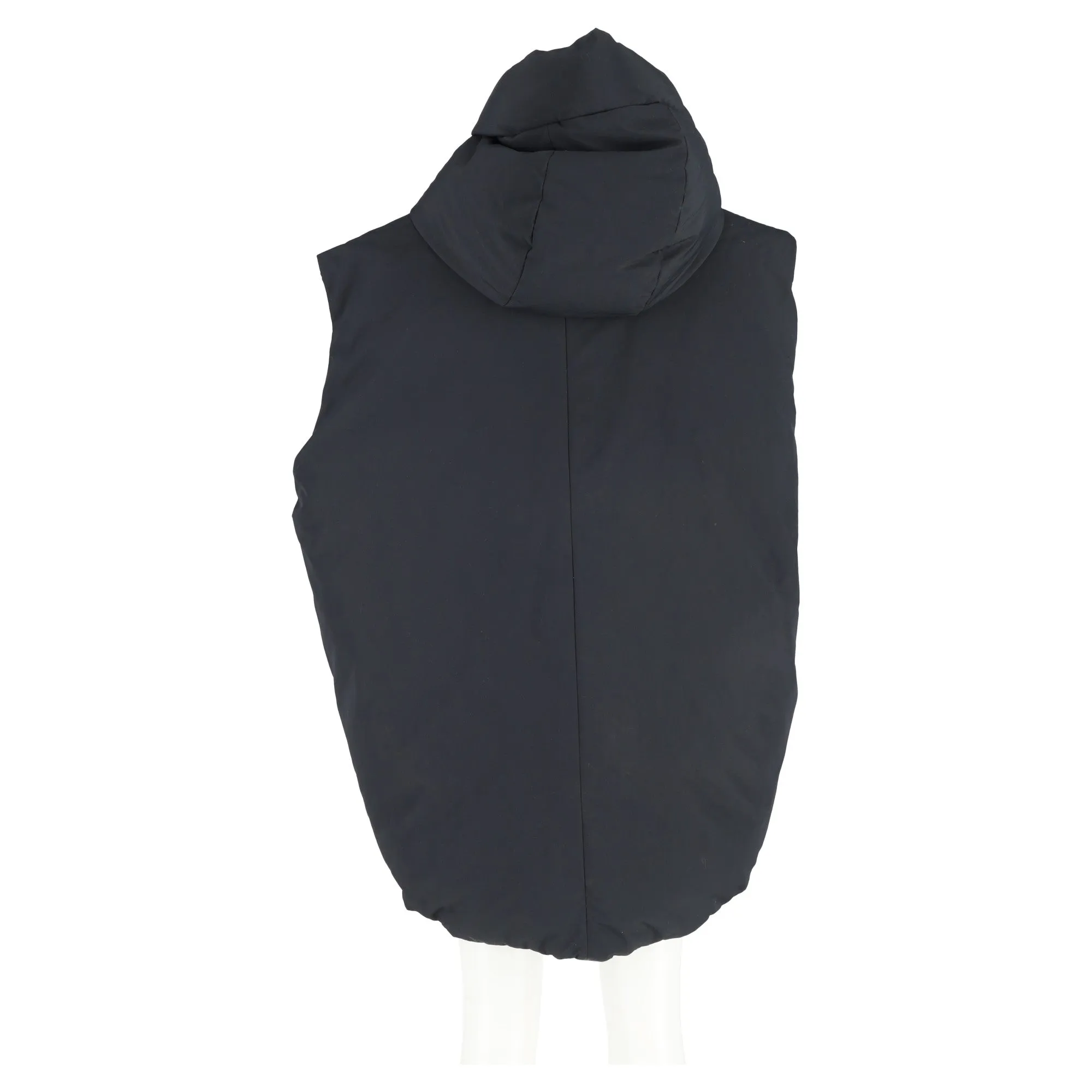 Jil Sander Hooded Down Vest in Black Recycled Polyester