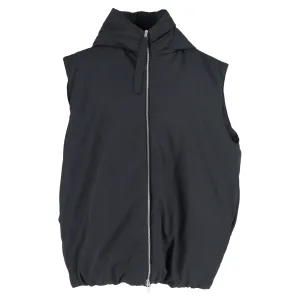 Jil Sander Hooded Down Vest in Black Recycled Polyester