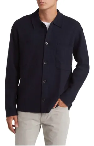 Jonas Boiled Wool Overshirt In Navy Blue