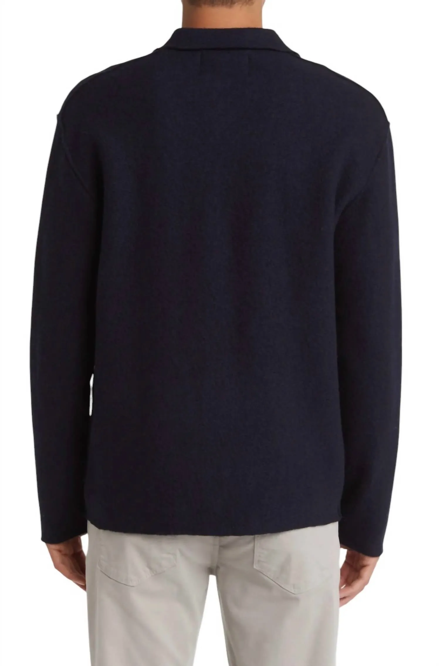 Jonas Boiled Wool Overshirt In Navy Blue
