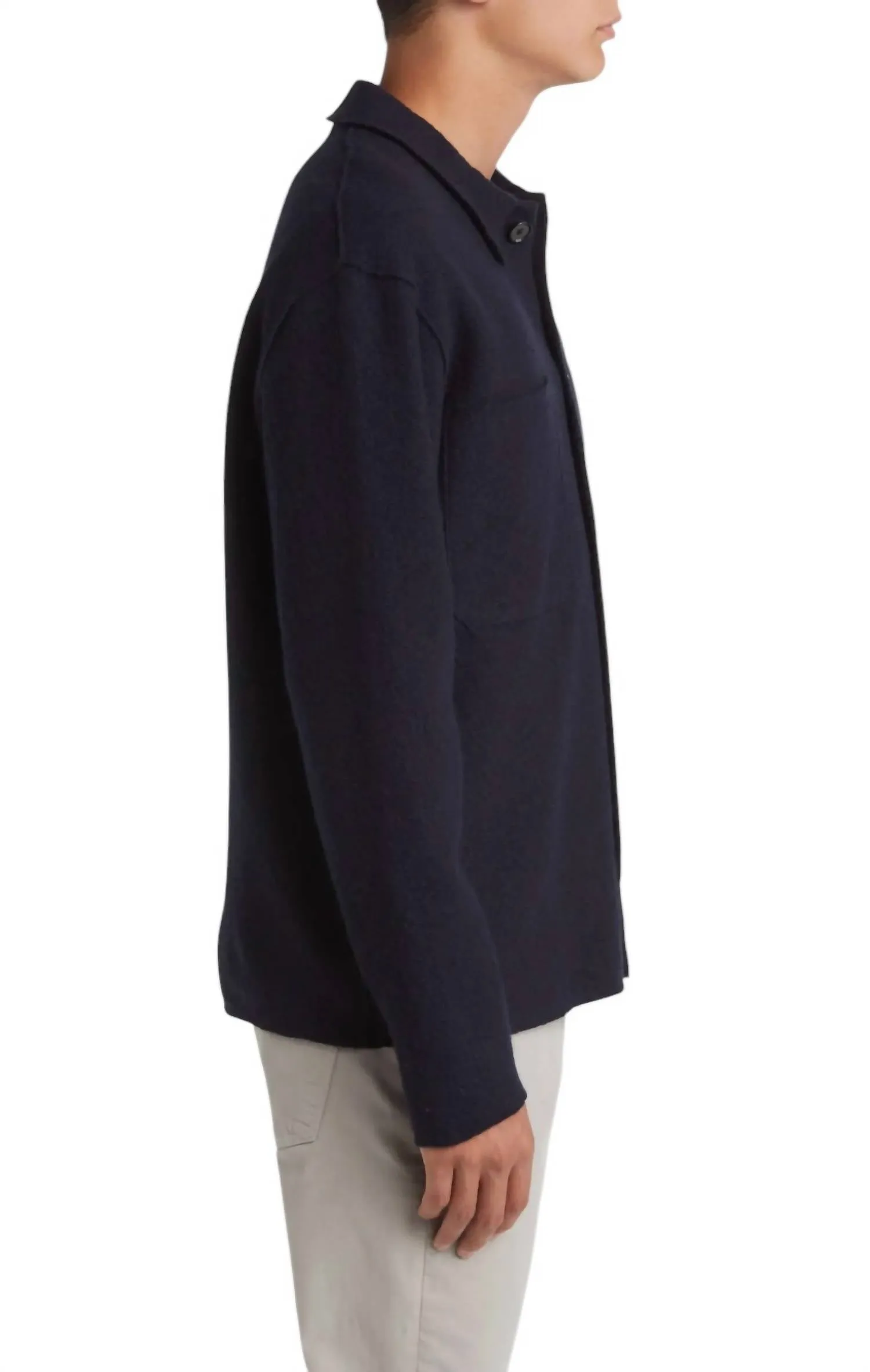 Jonas Boiled Wool Overshirt In Navy Blue