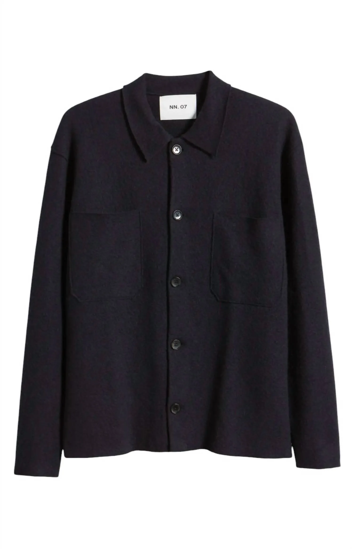 Jonas Boiled Wool Overshirt In Navy Blue