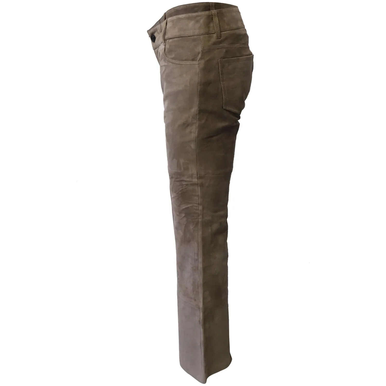 Joseph Suede Bellbottom Pants in Brown Lambskin