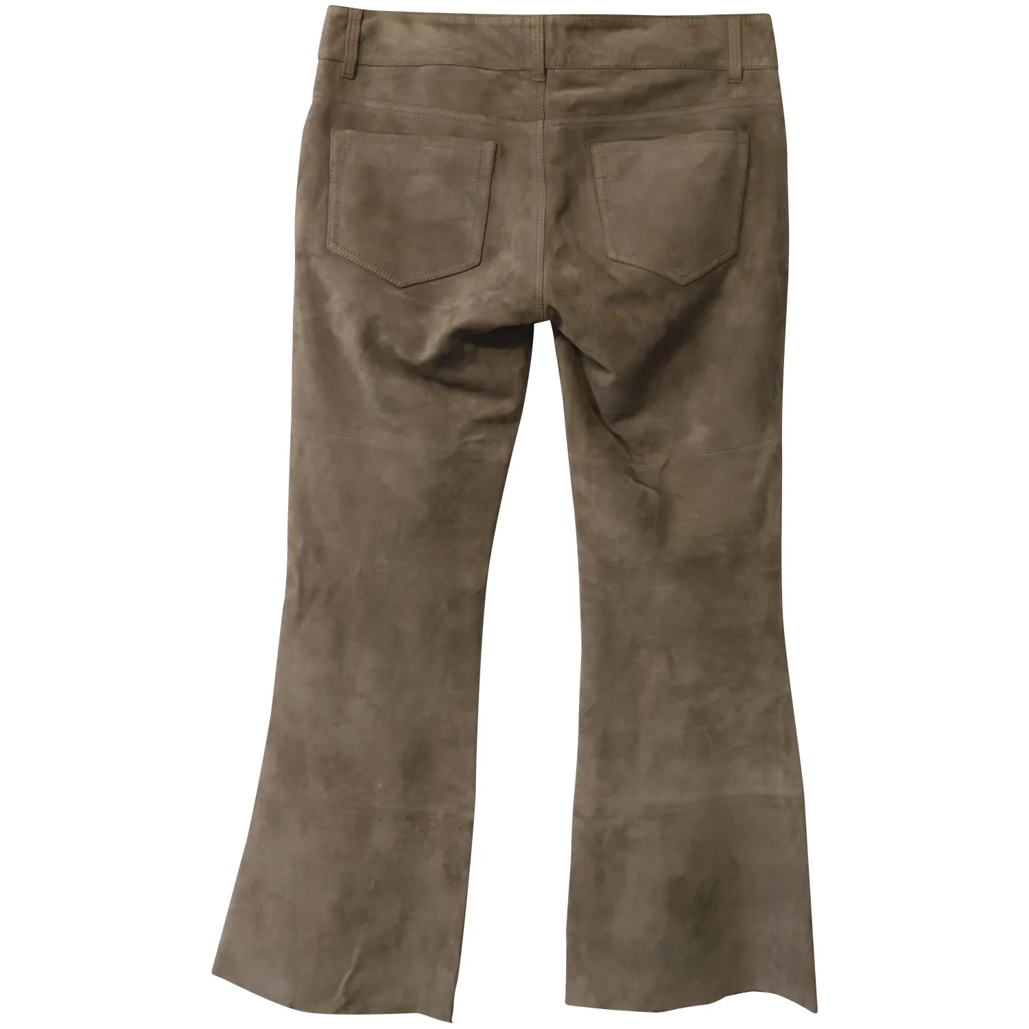 Joseph Suede Bellbottom Pants in Brown Lambskin