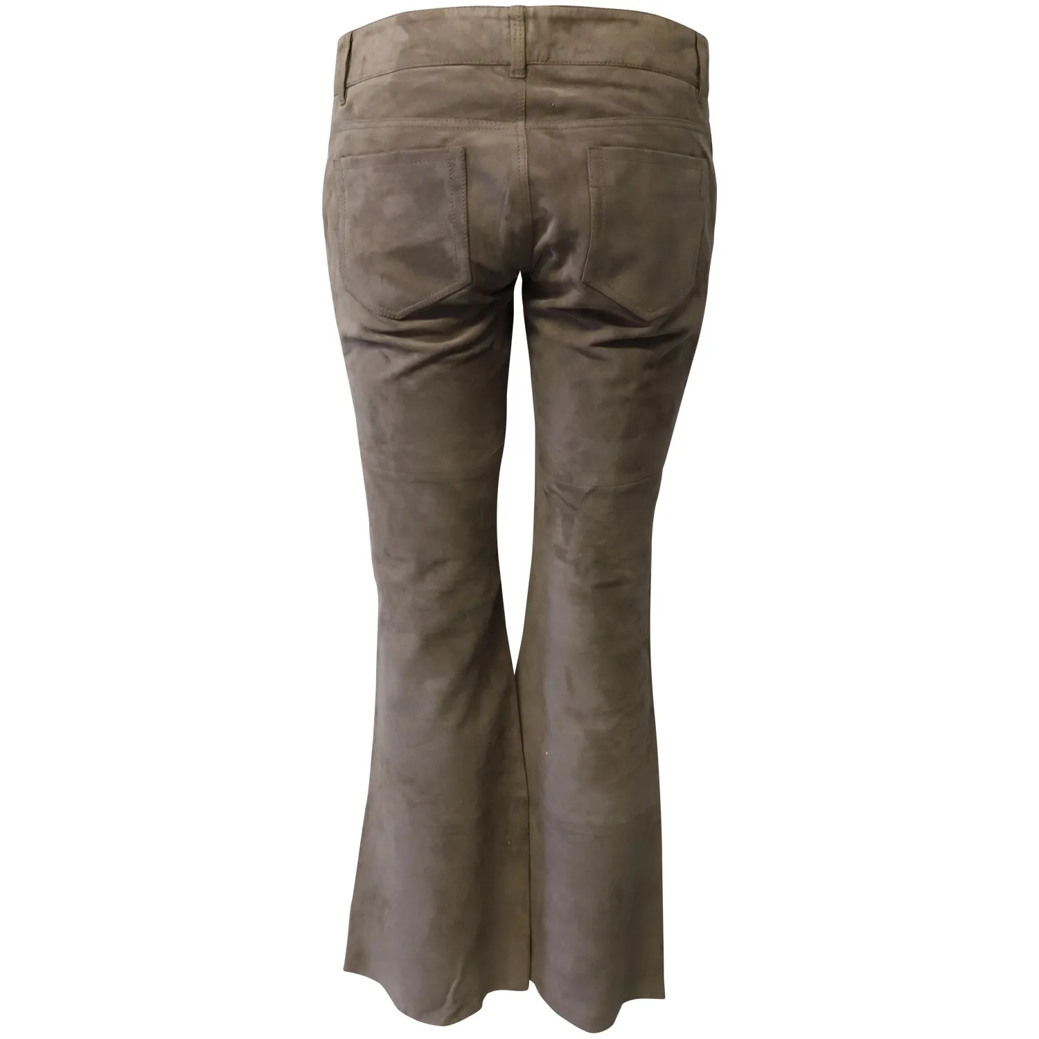 Joseph Suede Bellbottom Pants in Brown Lambskin