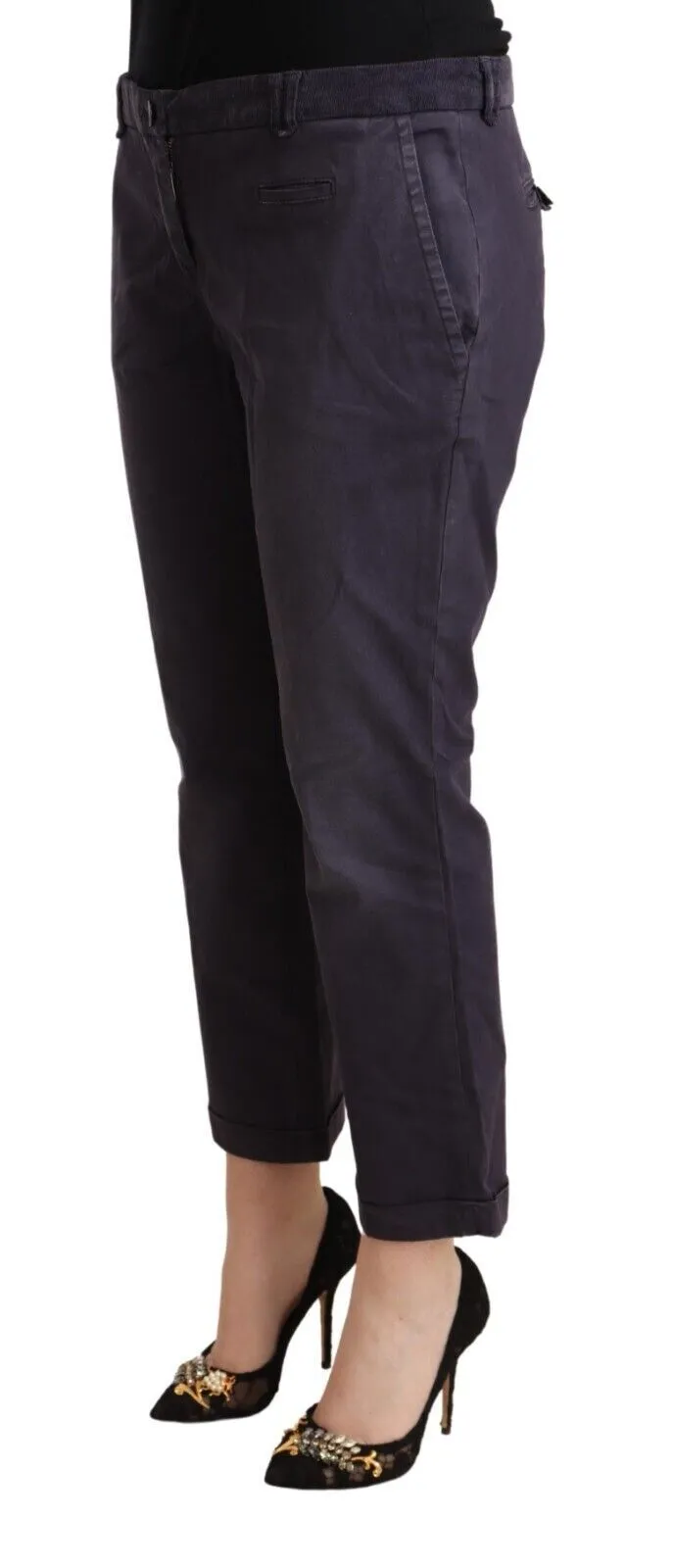 Jucca  Low Waist Folded Hem Fla Cropped Women's Pants