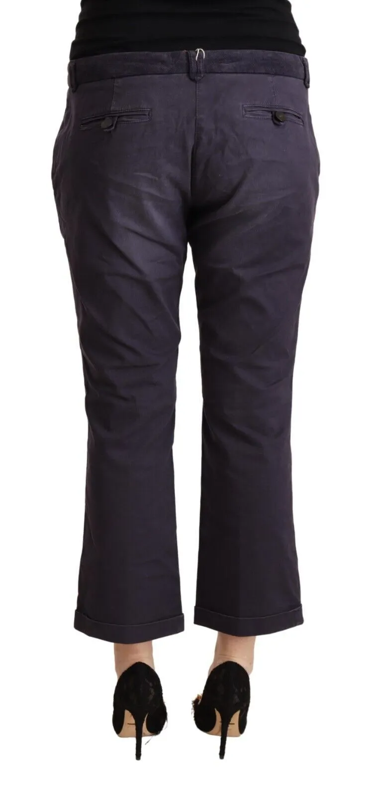 Jucca  Low Waist Folded Hem Fla Cropped Women's Pants