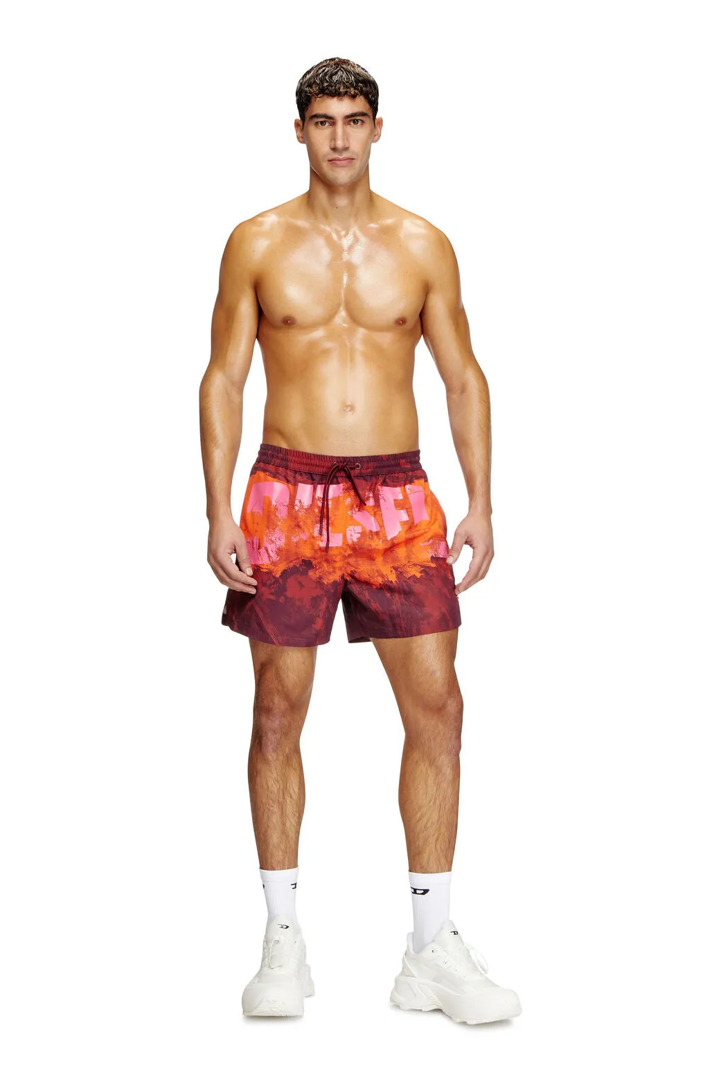 Ken-37-D-Pop Mid-length swim shorts with graphic print Red