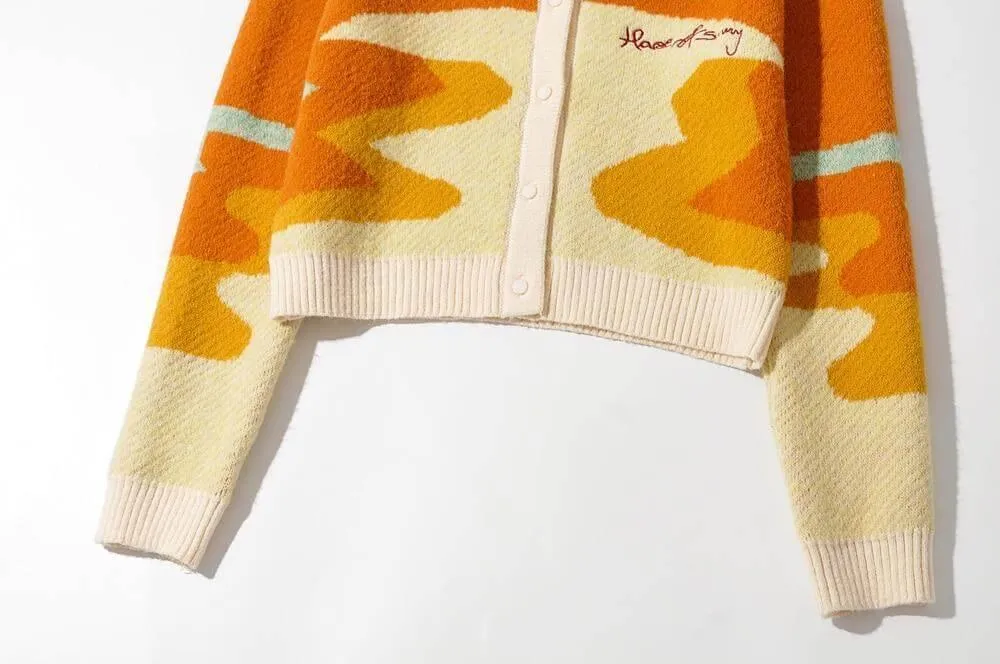 Landscape Crop Cardigan Sweater For Women