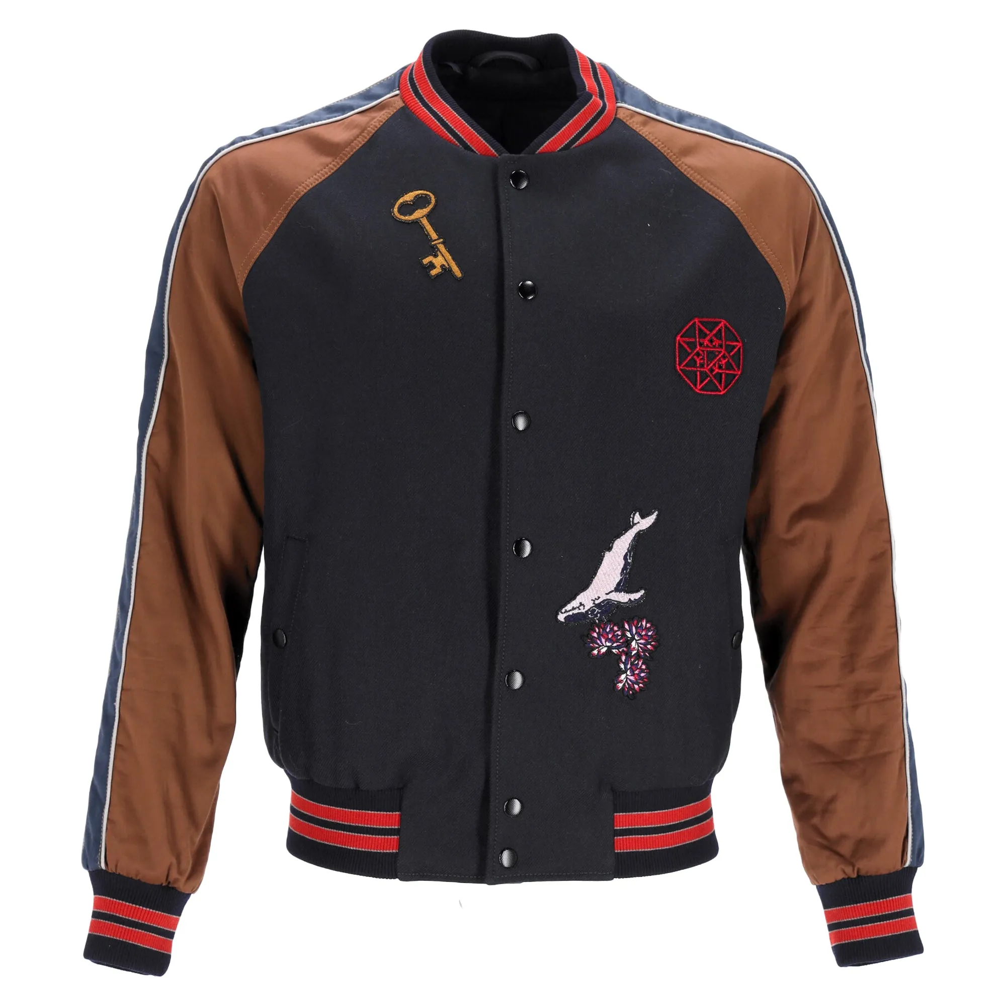 Lanvin Patched Varsity Jacket in Multicolor Wool