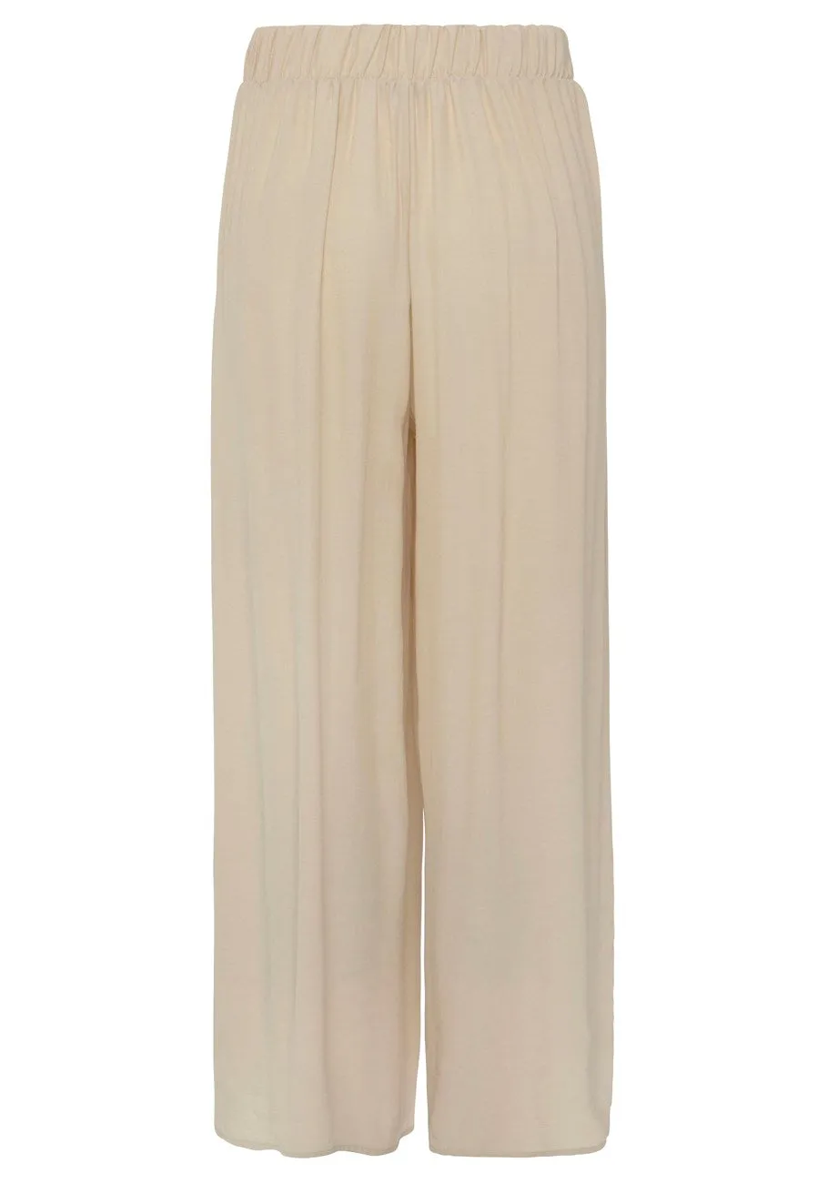 LASCANA Women's Side Slit Wide Leg Pants