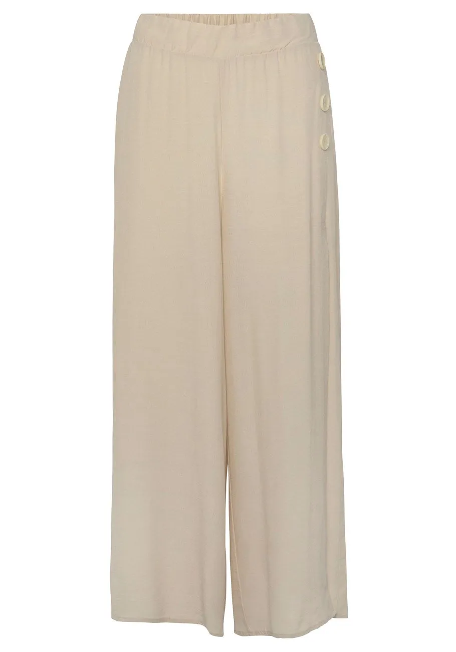 LASCANA Women's Side Slit Wide Leg Pants