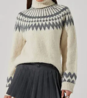 Leka Fairysle Turtle Sweater In Cream