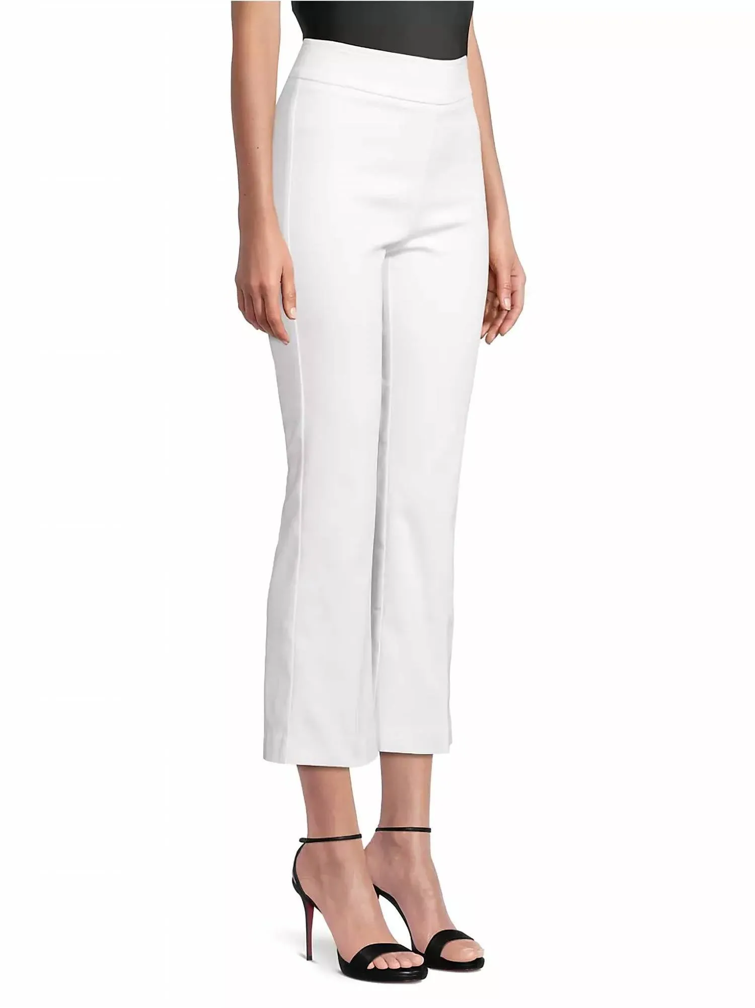 Leo Ponti Jersey Crop Flare Pants In Off-White