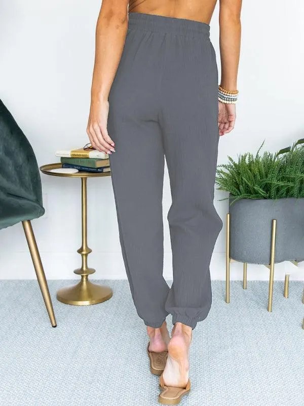 Linen Drawstring Women's Jogger Pants