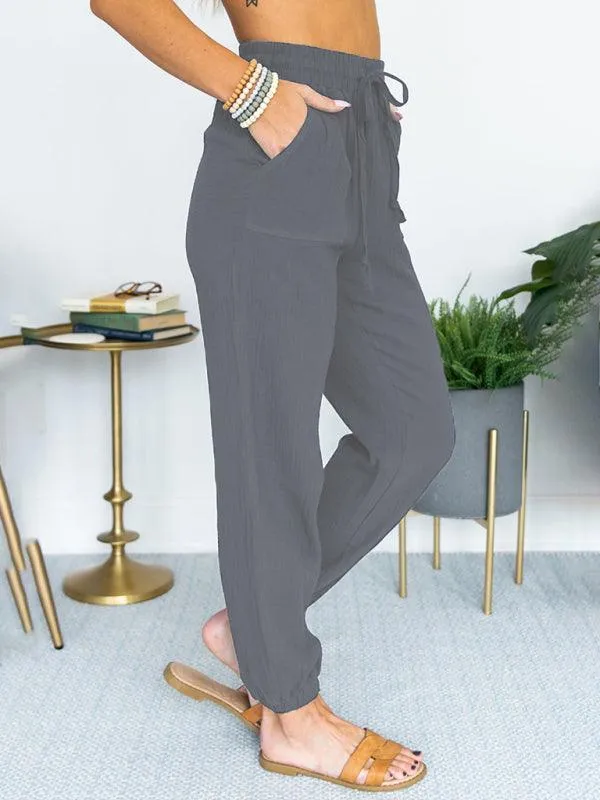 Linen Drawstring Women's Jogger Pants