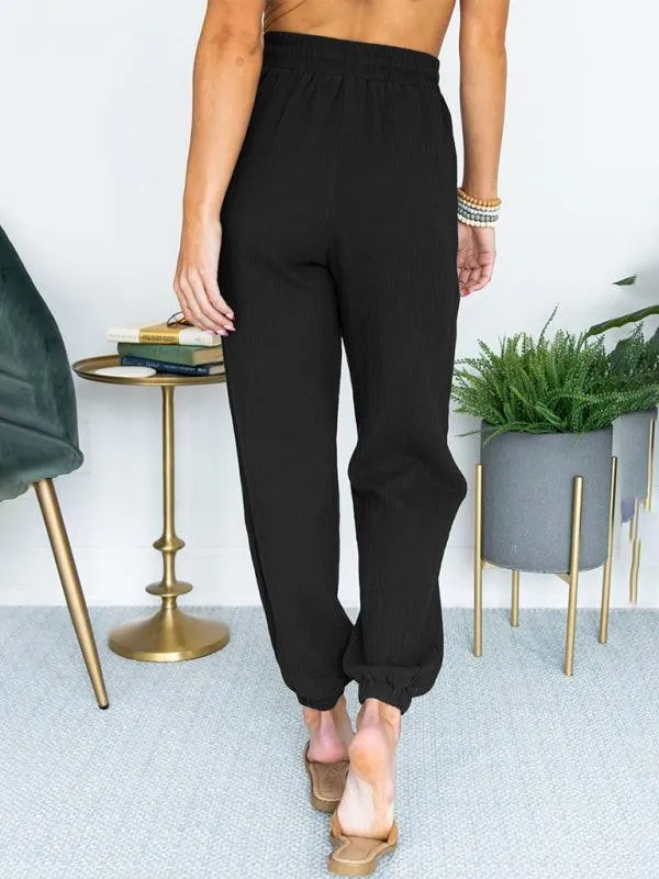 Linen Drawstring Women's Jogger Pants