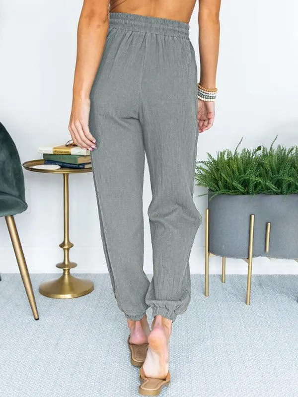 Linen Drawstring Women's Jogger Pants