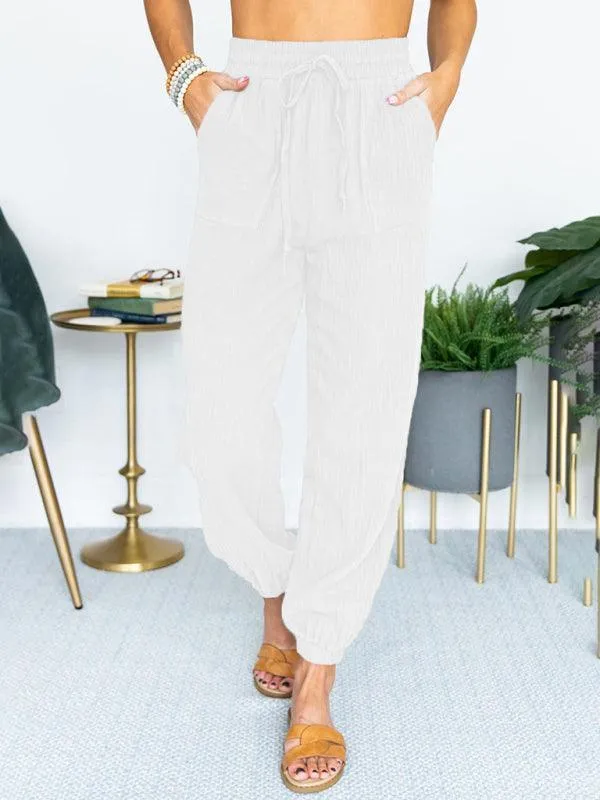 Linen Drawstring Women's Jogger Pants