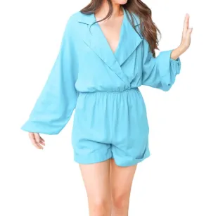 Living' For Comfort Romper In Hawaiian Blue