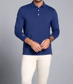 Long Sleeve Polo Shirt In Navy