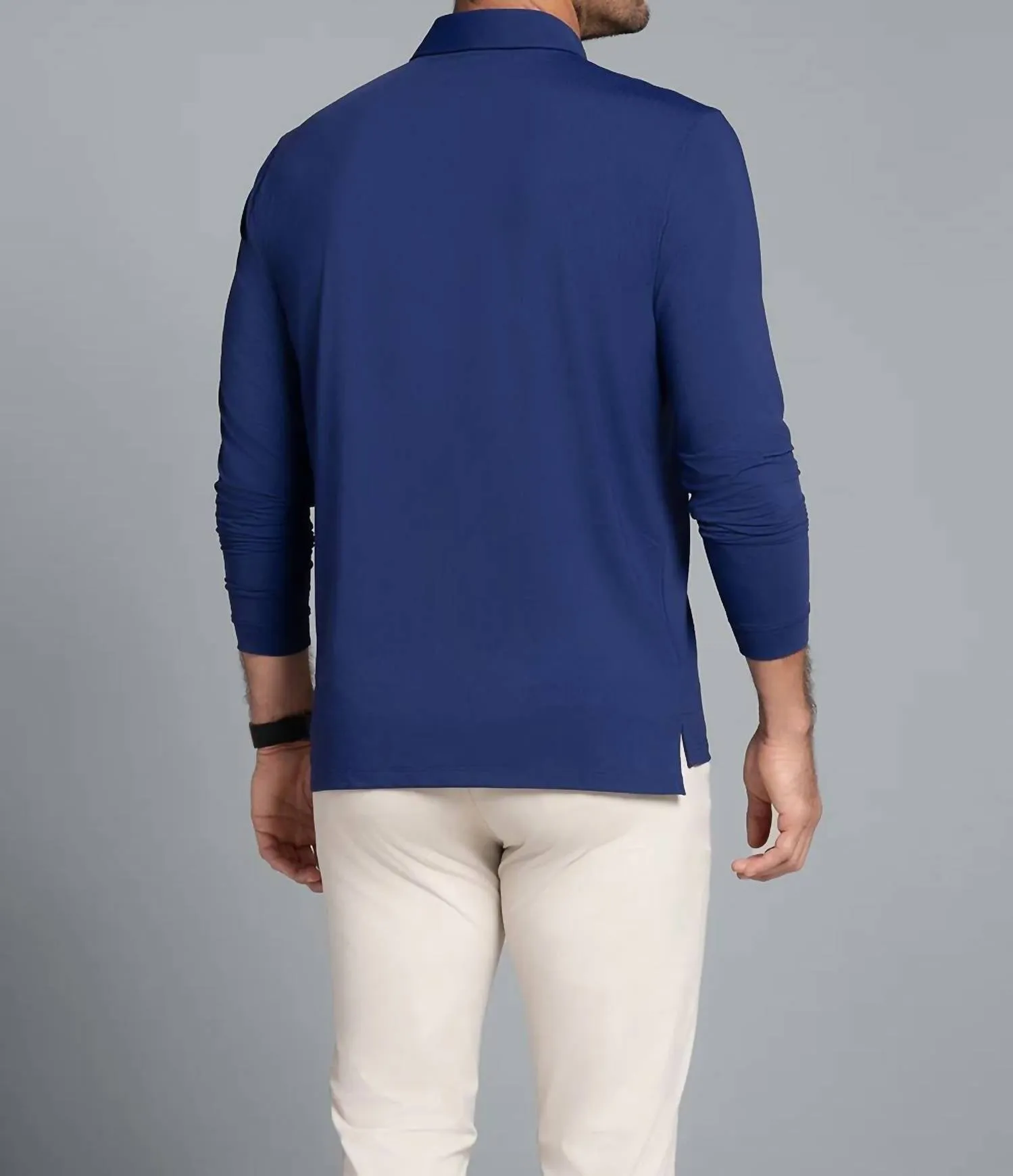 Long Sleeve Polo Shirt In Navy