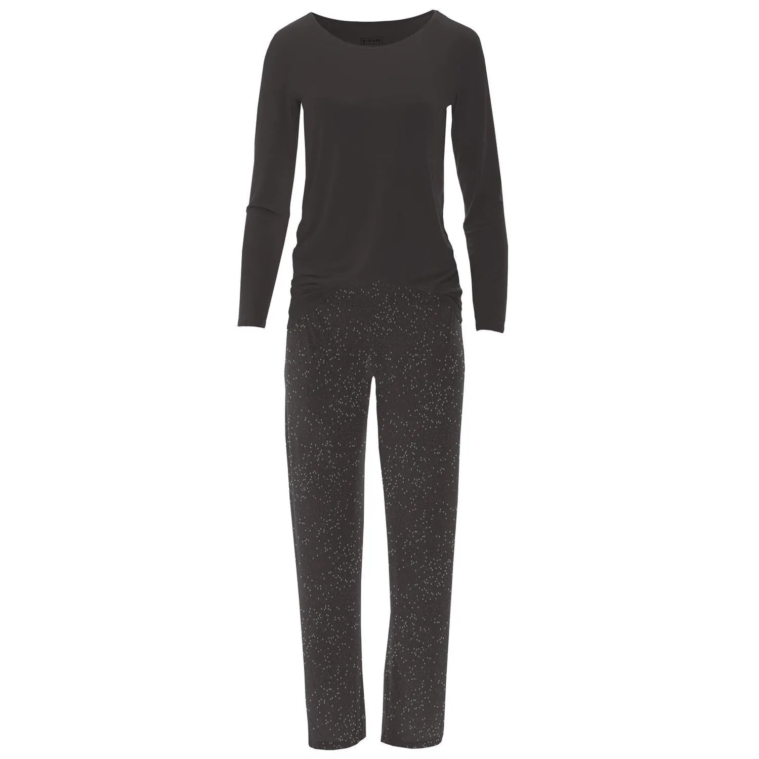 Long Sleeve Tee & Pajama Pants Set In Midnight Foil Constellations