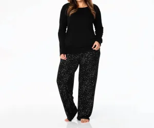 Long Sleeve Tee & Pajama Pants Set In Midnight Foil Constellations