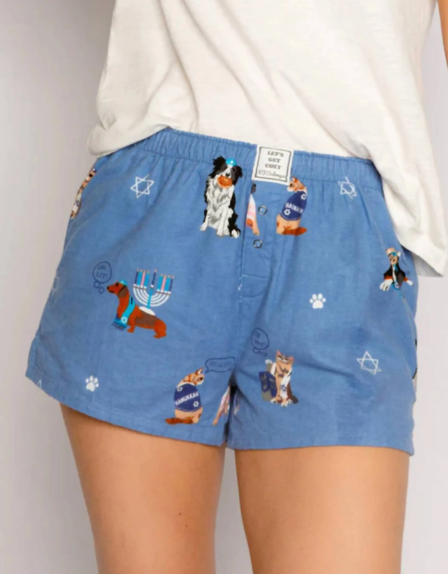 Love You A Latke Flannel Pj Short In Blue