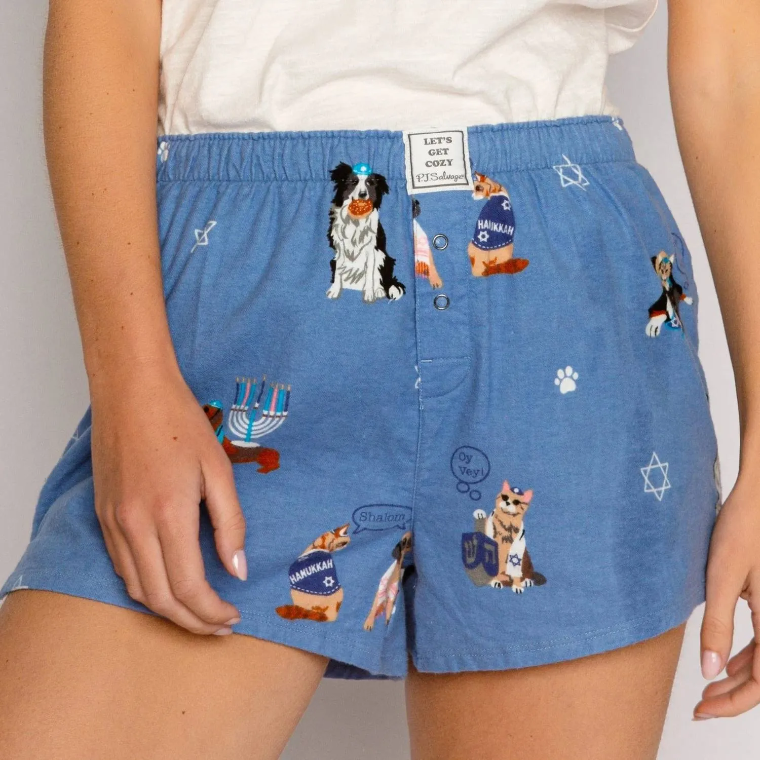 Love You A Latke Flannel Pj Short In Blue