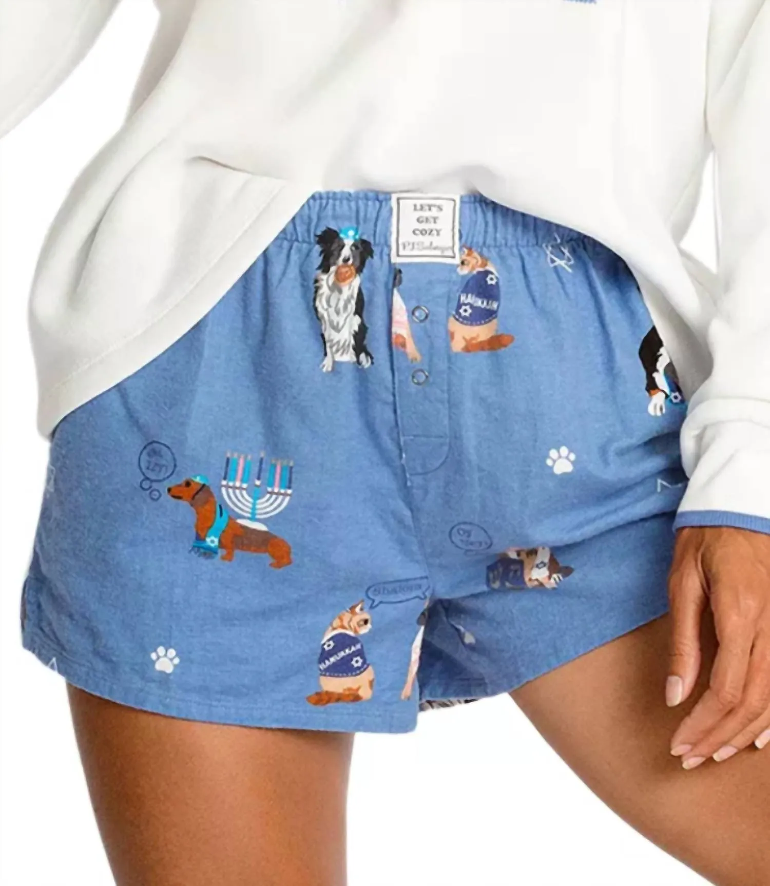 Love You A Latke Flannel Pj Short In Blue