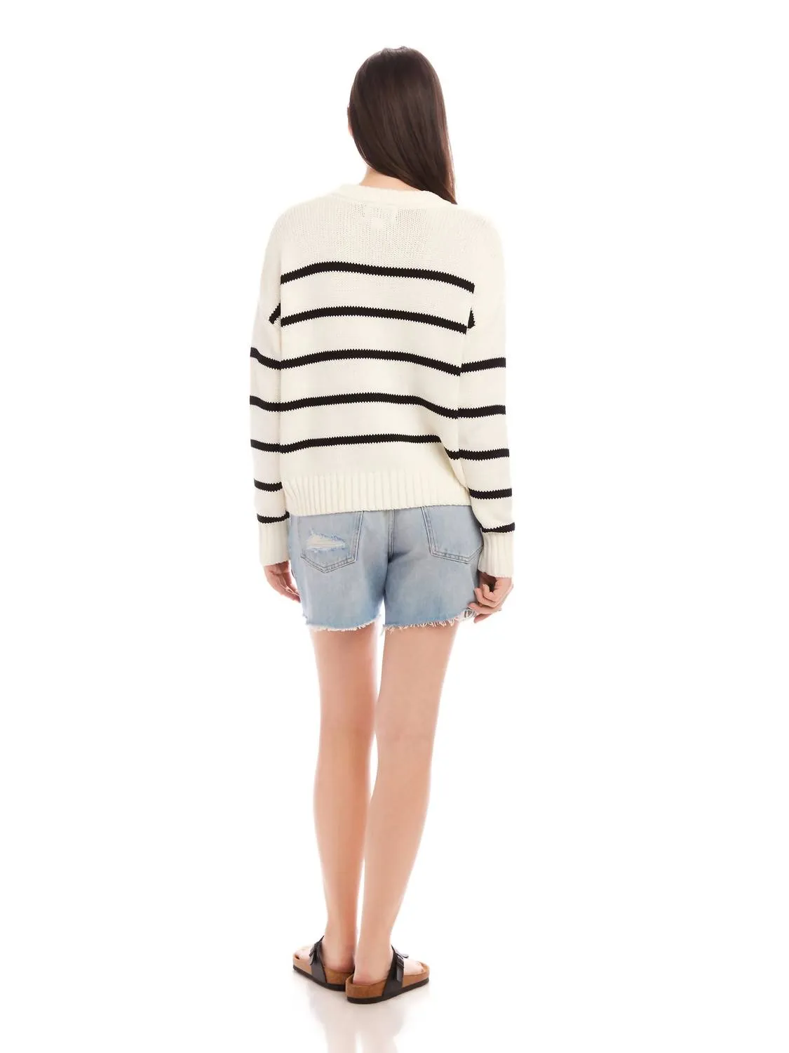 Luca Crewneck Sweater In Black Stripe