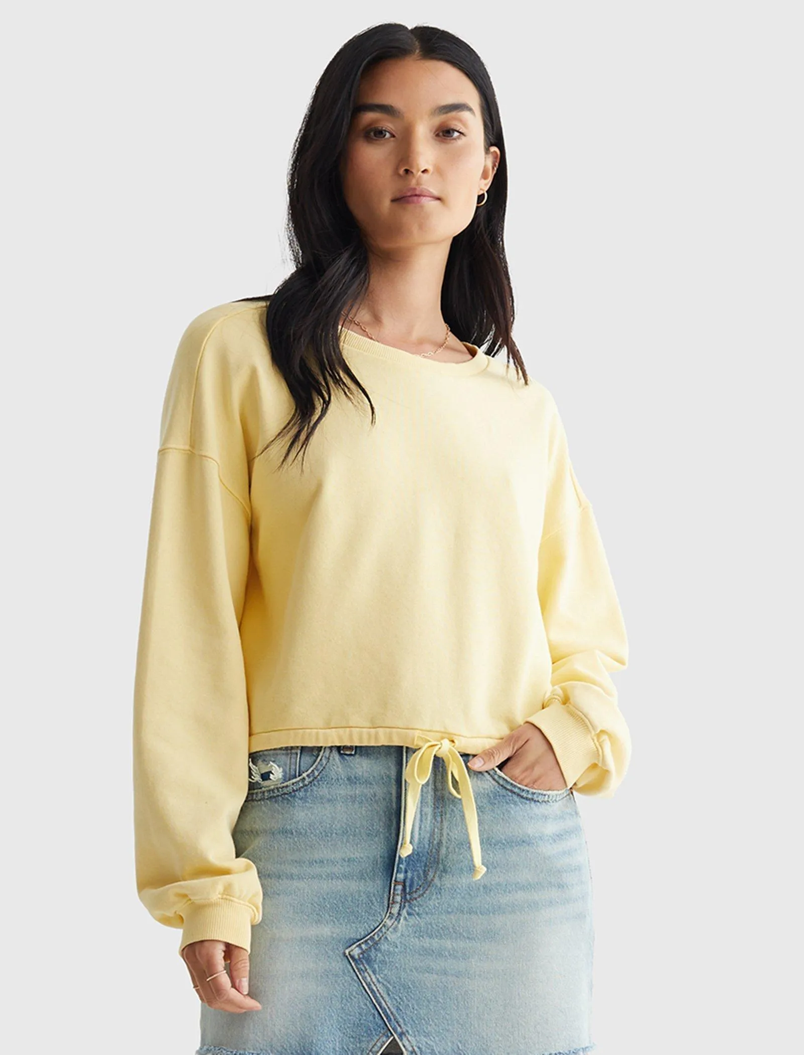 Lucky Brand Womens Cool For Summer Cropped Crew