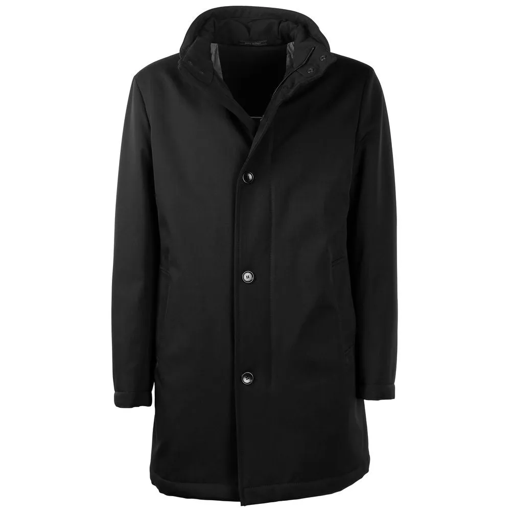 Made in Italy Elegant Virgin Wool Coat with Storm Men's Protection