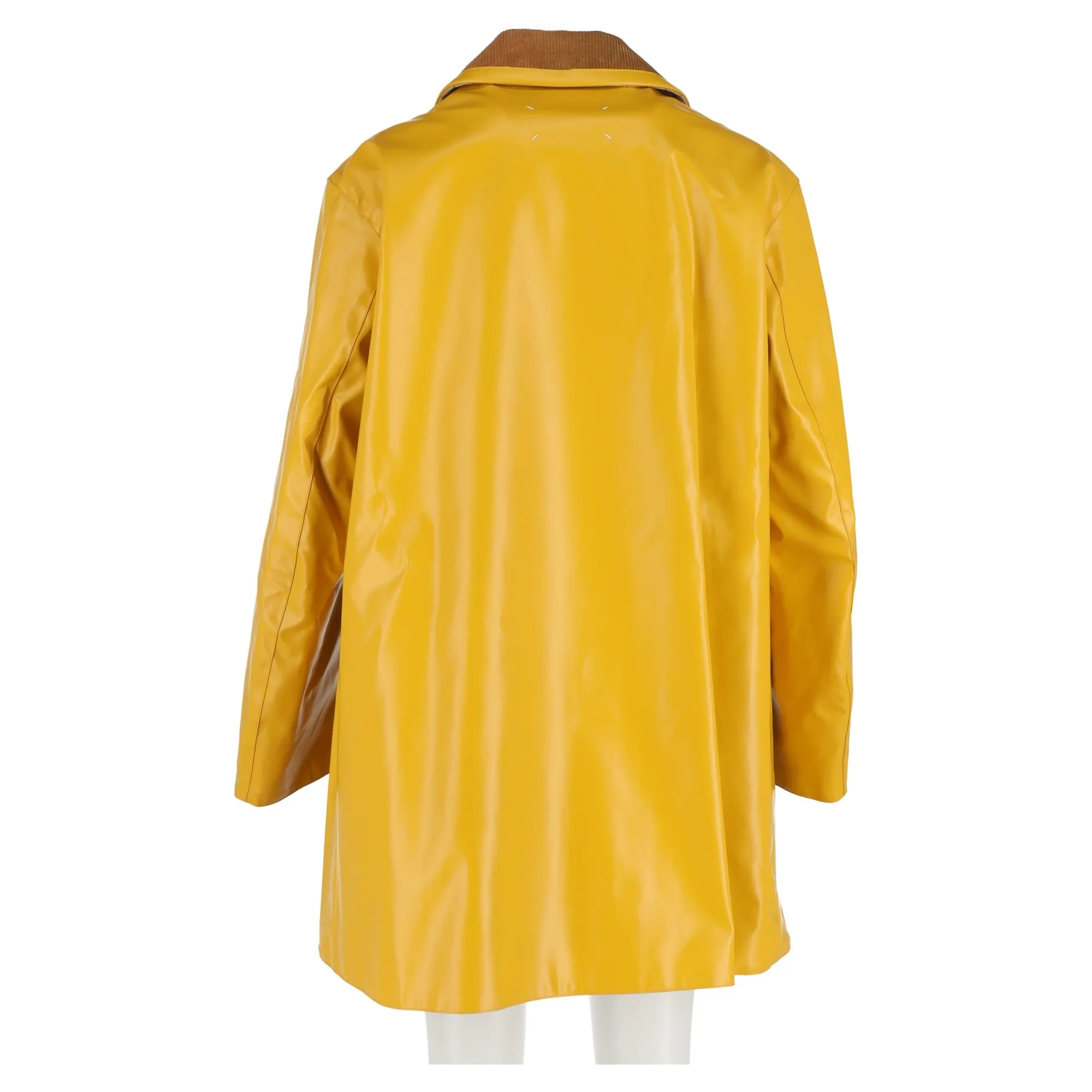 Maison Margiela Double-Breasted Coat in Yellow Coated Canvas