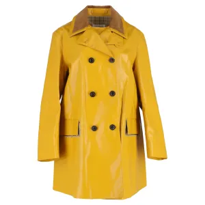 Maison Margiela Double-Breasted Coat in Yellow Coated Canvas