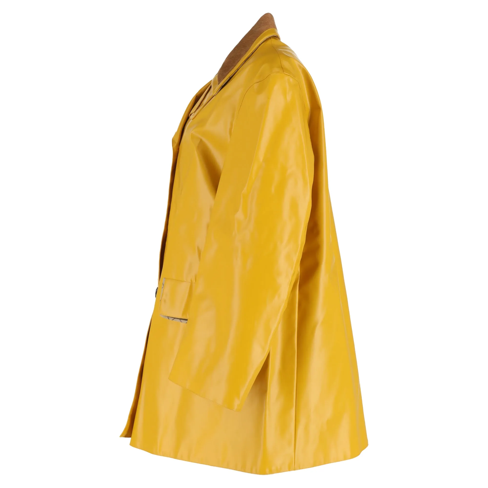 Maison Margiela Double-Breasted Coat in Yellow Coated Canvas