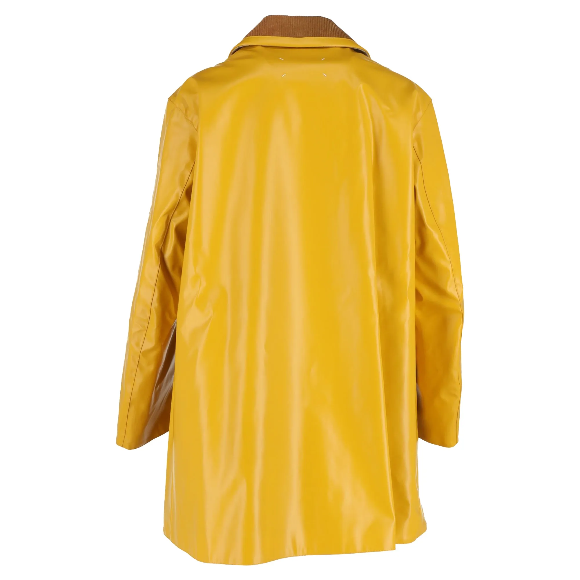 Maison Margiela Double-Breasted Coat in Yellow Coated Canvas