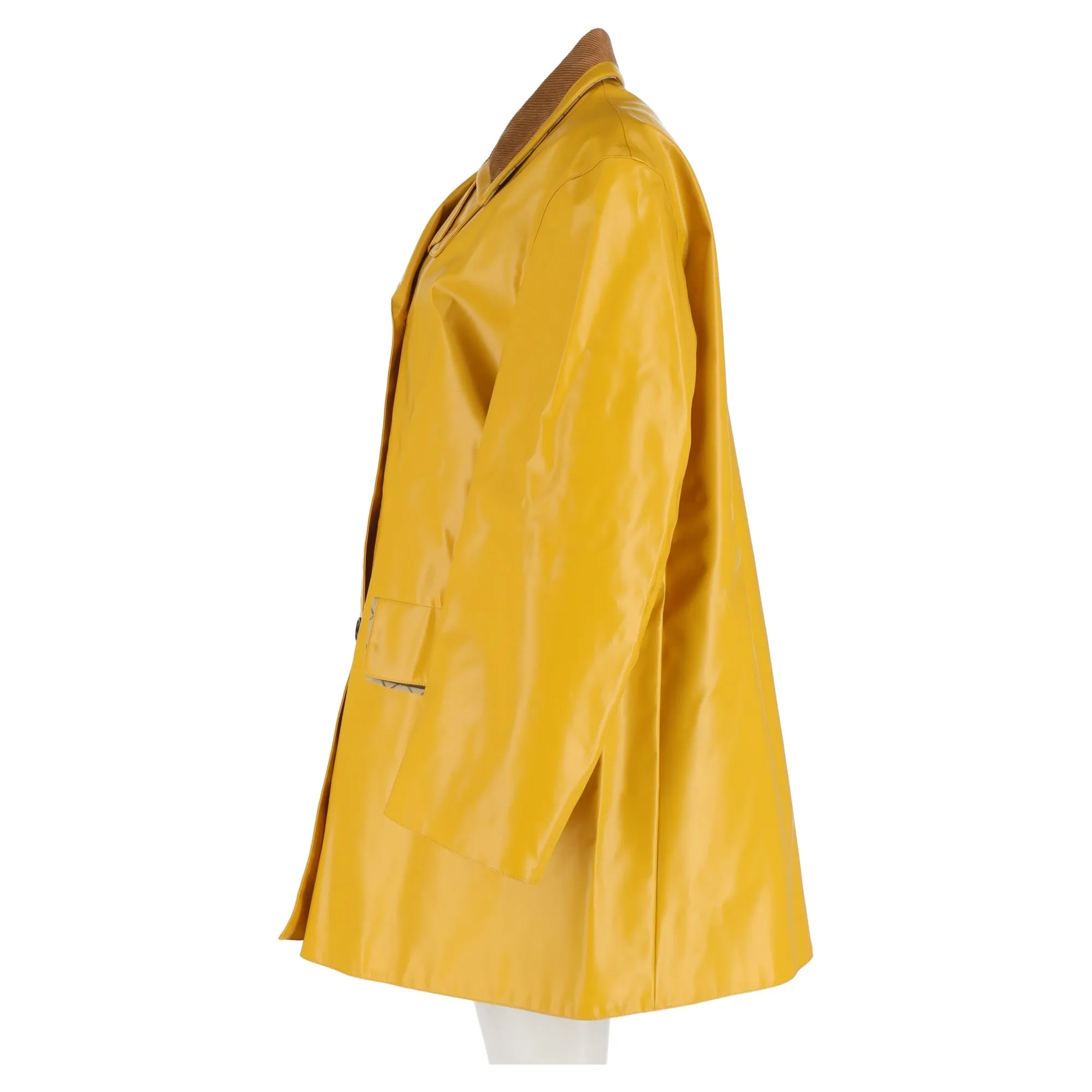 Maison Margiela Double-Breasted Coat in Yellow Coated Canvas