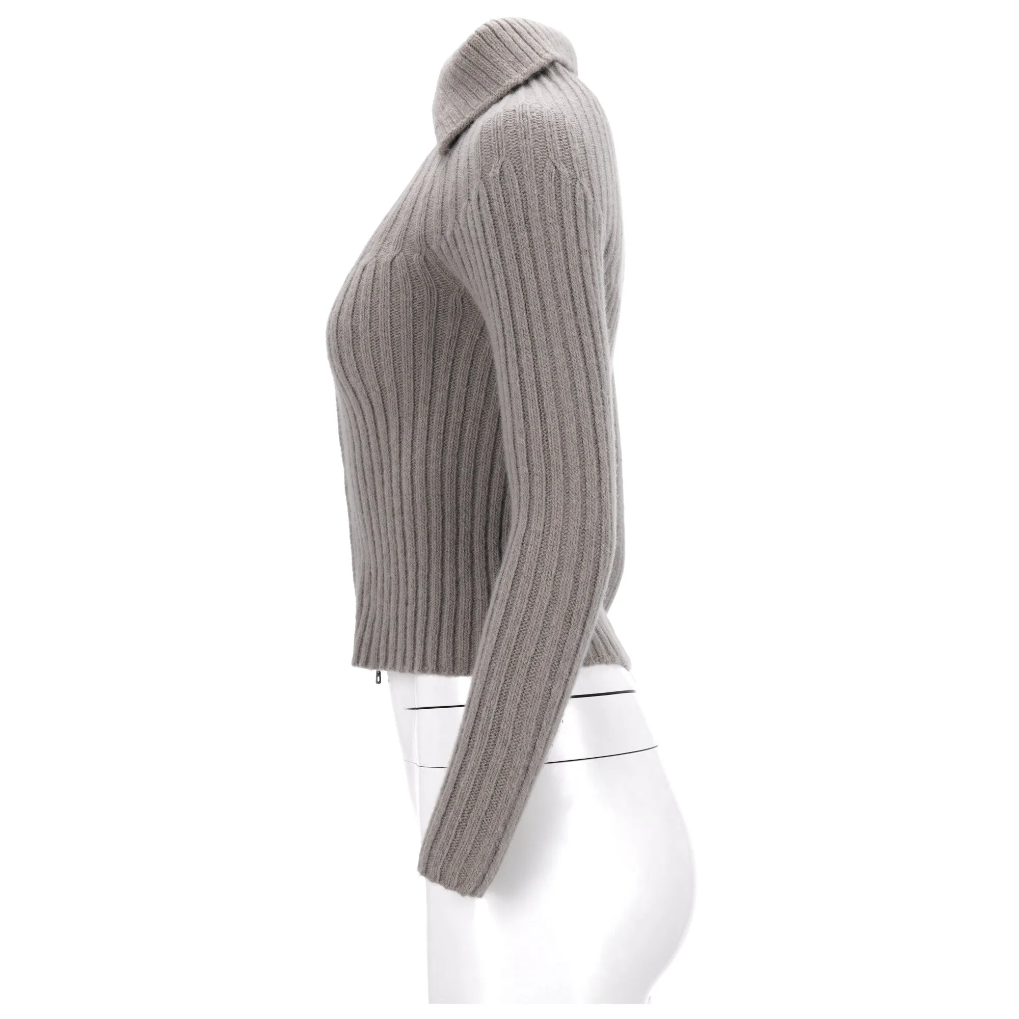 Max Mara Weekend Knitted Zipped Sweater in Grey Wool