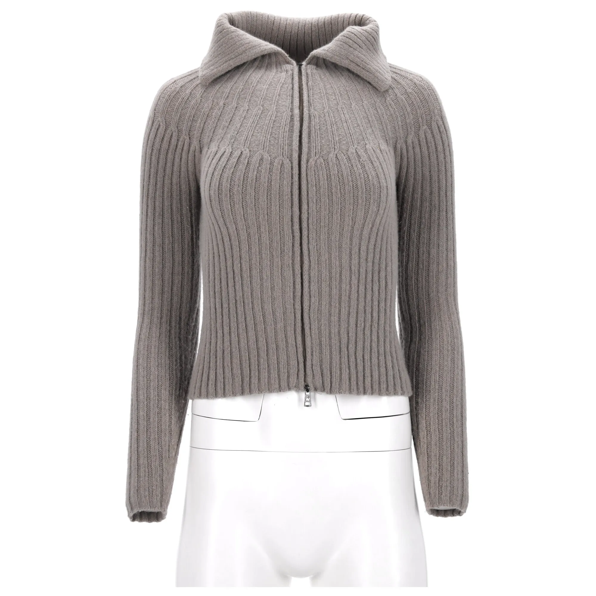 Max Mara Weekend Knitted Zipped Sweater in Grey Wool