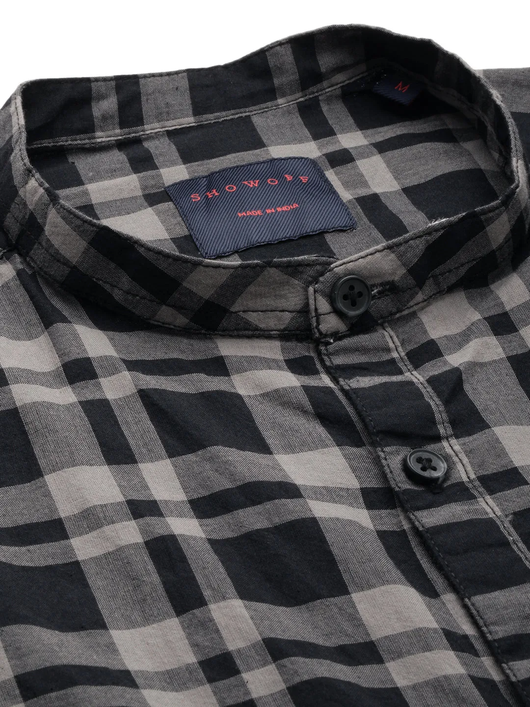 Men Black Classic Tartan Checked Cotton Casual Shirt