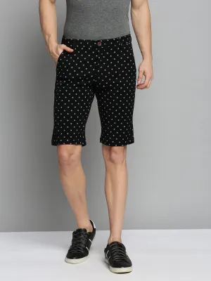 Men Black Printed Cotton Chino Shorts