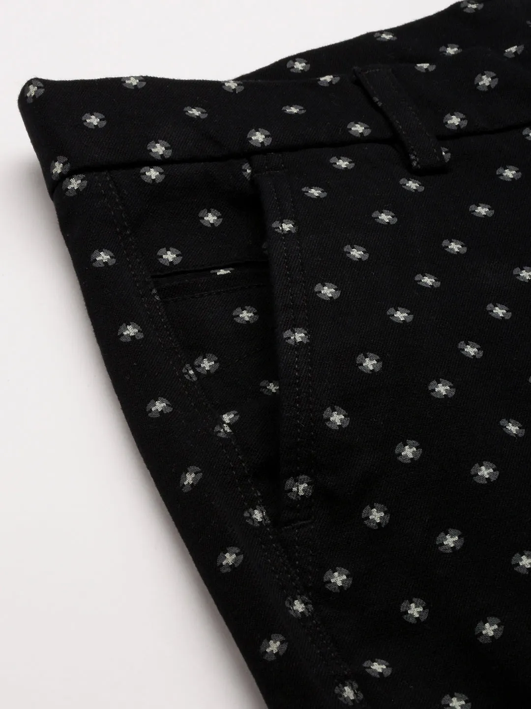 Men Black Printed Cotton Chino Shorts
