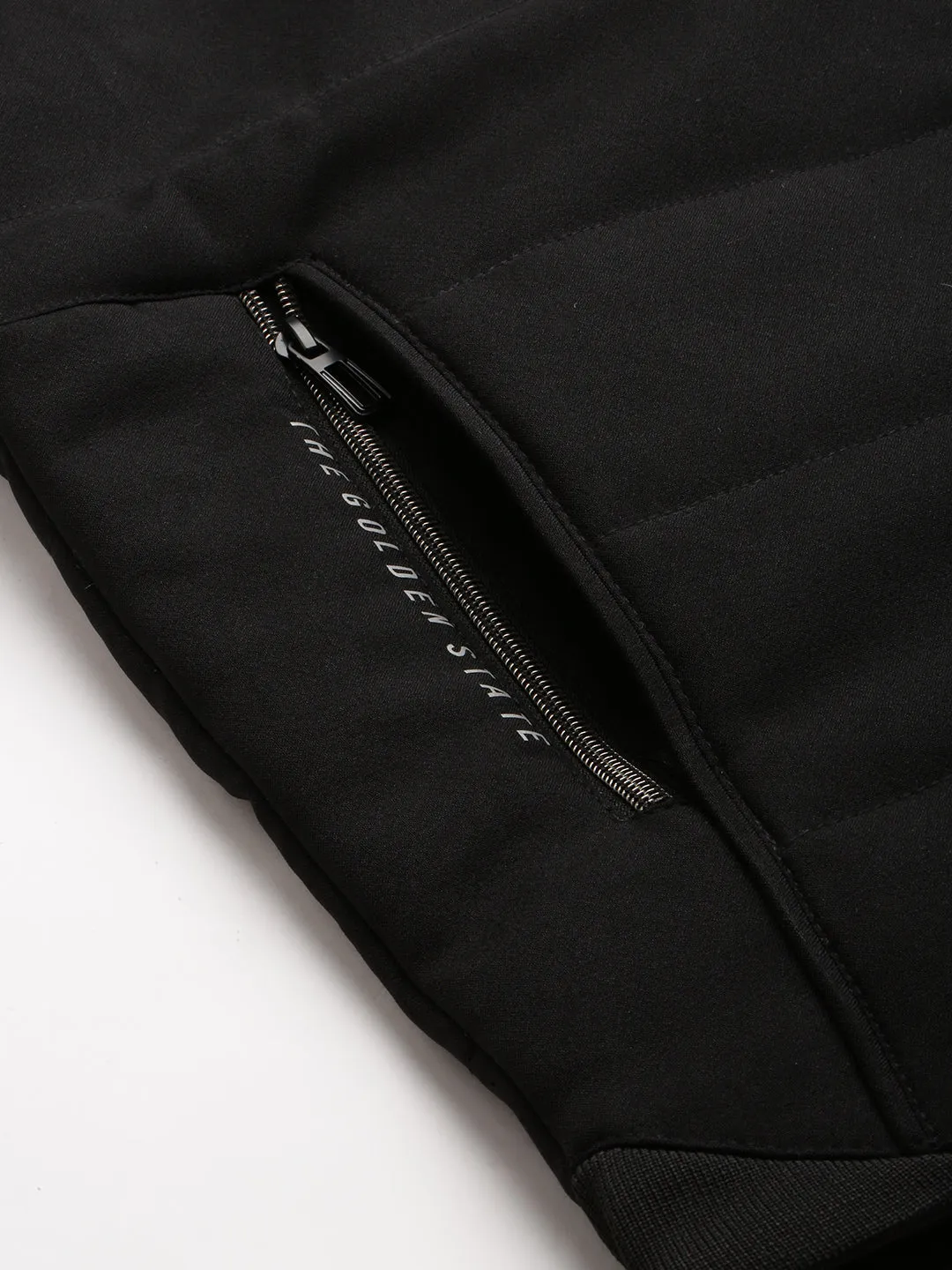 Men Black Stand Collar Puffer Jacket