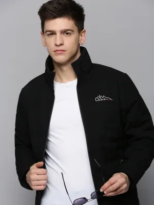 Men Black Stand Collar Puffer Jacket