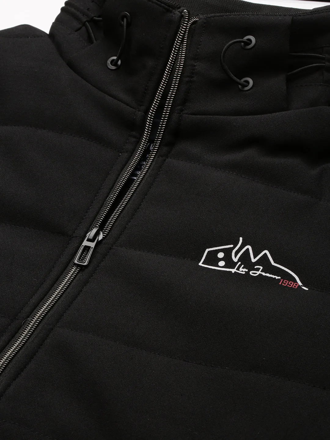 Men Black Stand Collar Puffer Jacket