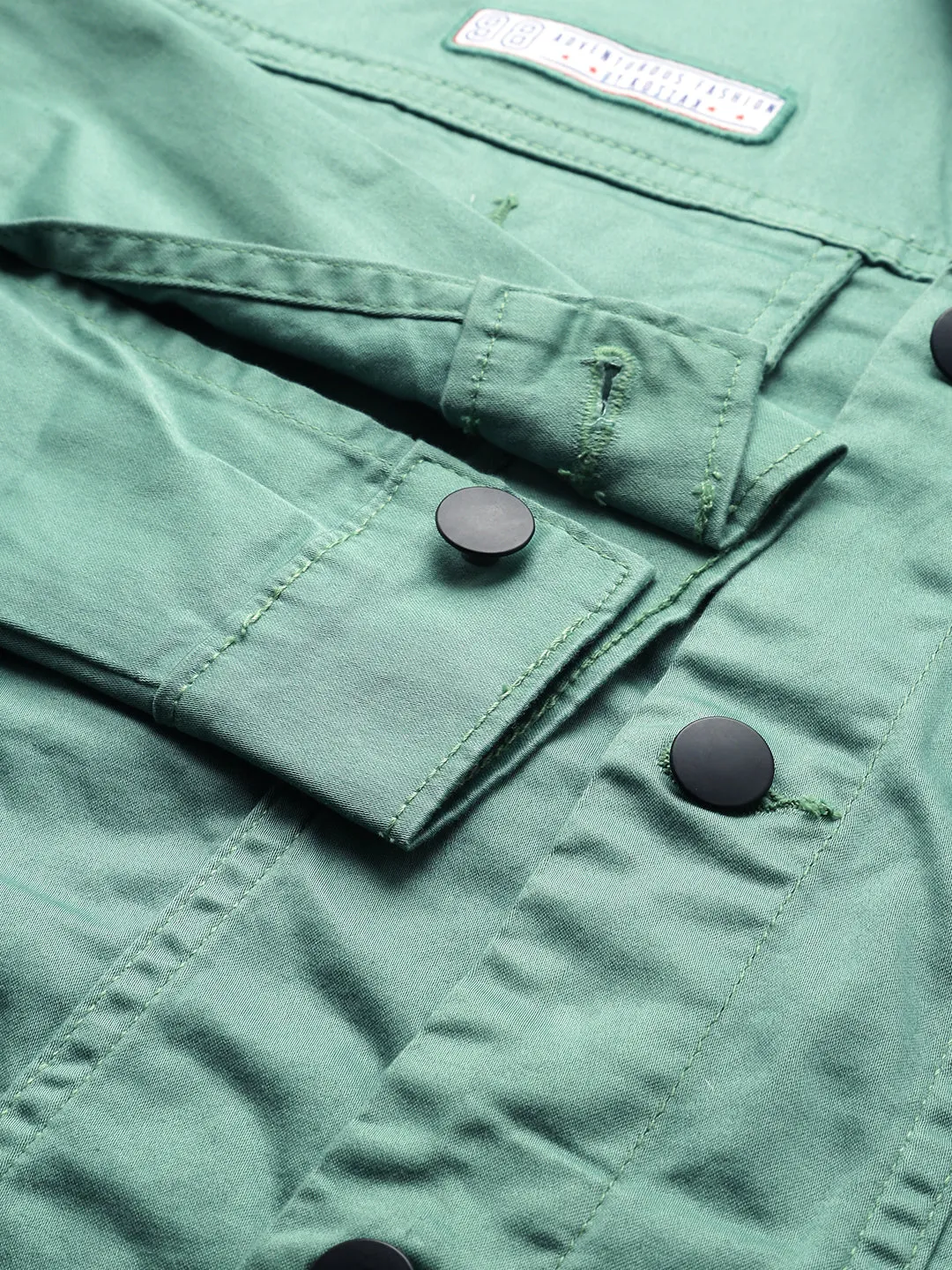 Men Green Solid Casual Shacket