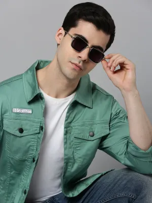 Men Green Solid Casual Shacket